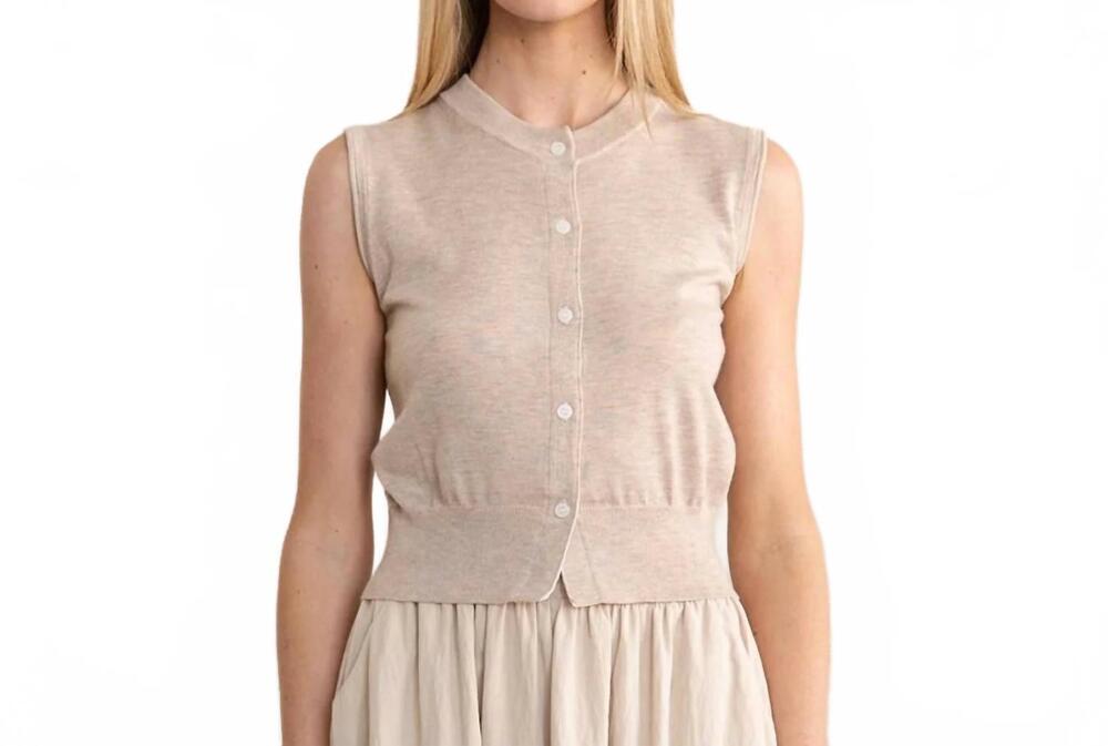 NEW ELLE GREY everyday ease knit shirt in beige